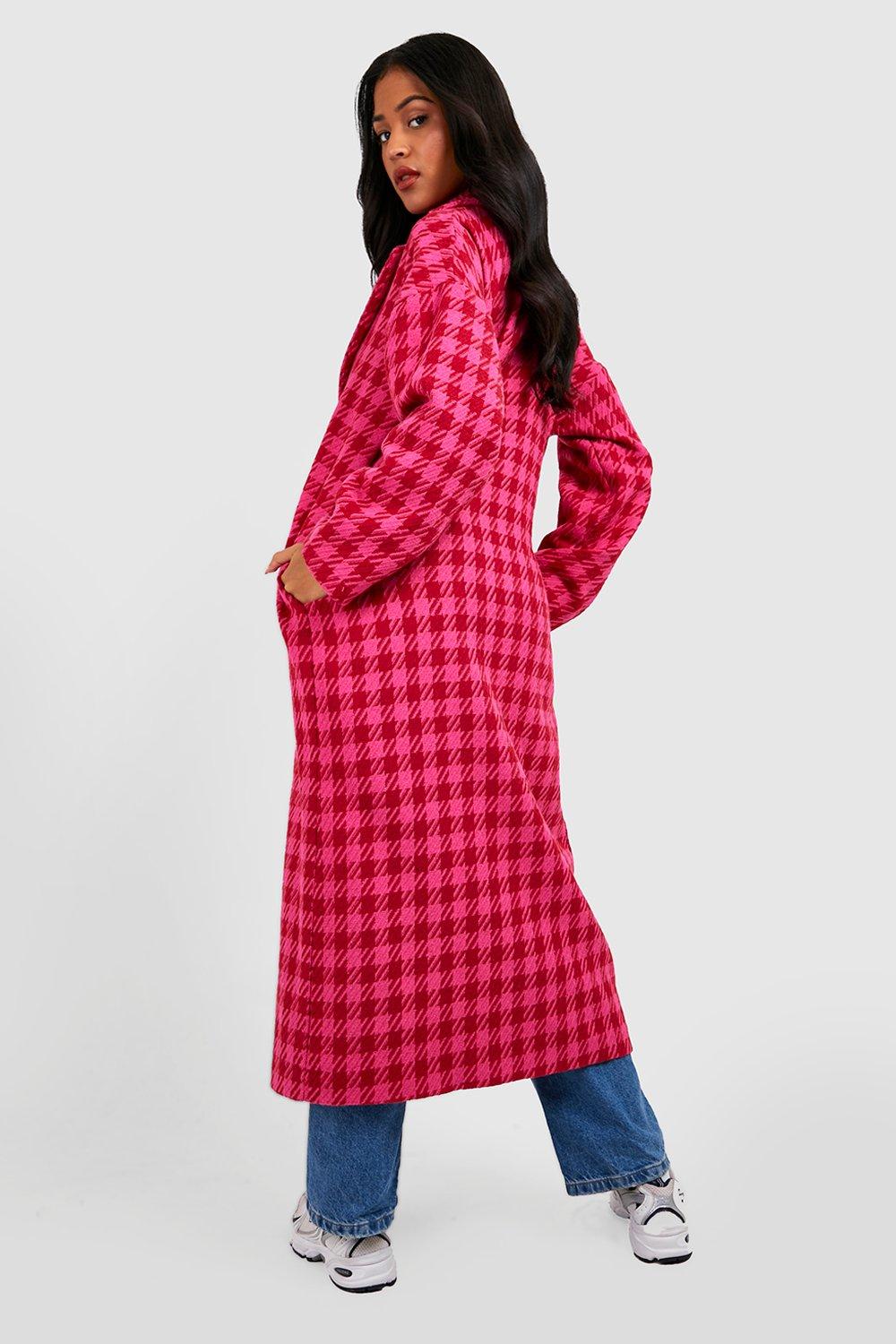 Tall Oversized Houndstooth Wool Look Coat | boohoo USA